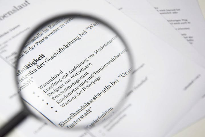 Foreign language page with a magnify glass